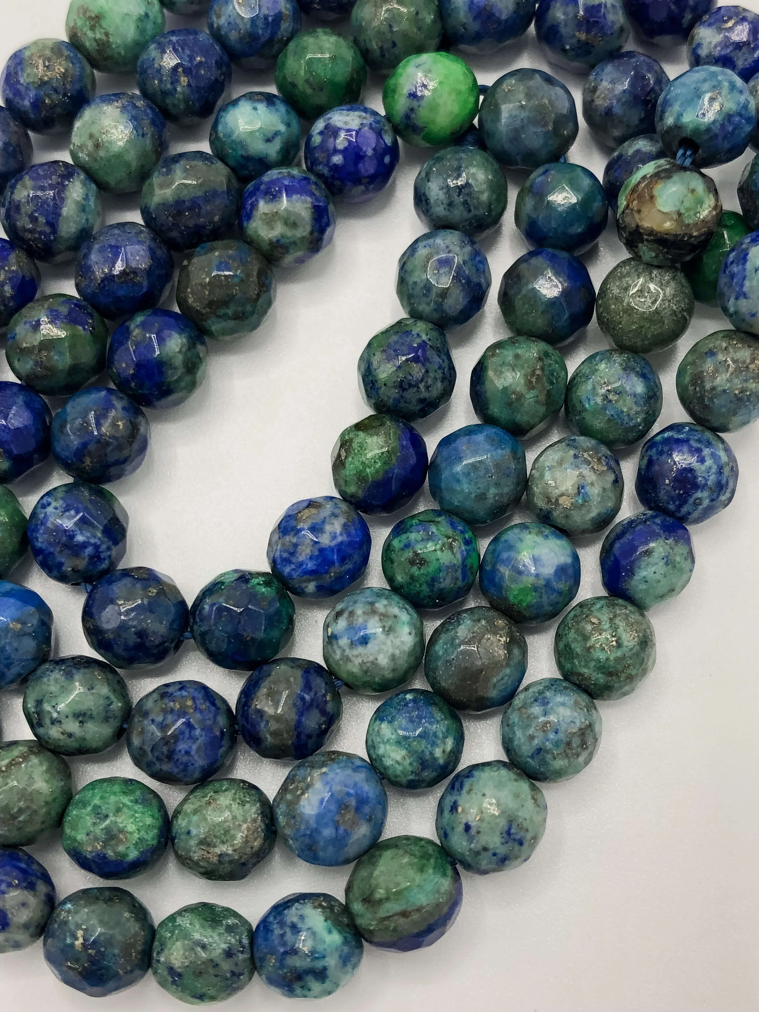 Faceted azurite rosary beads