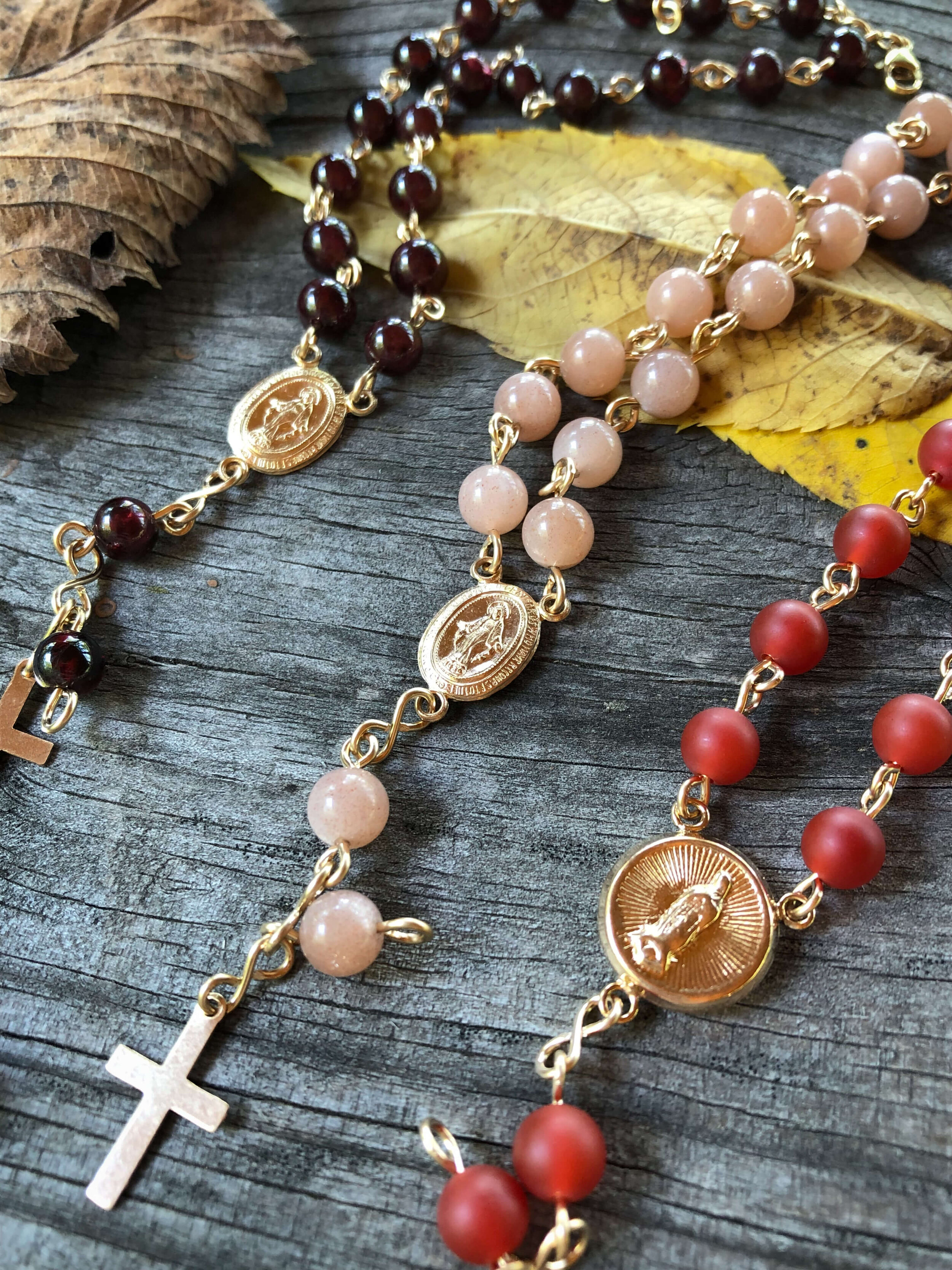 Gold-Filled Catholic Gemstone Rosary Bracelet