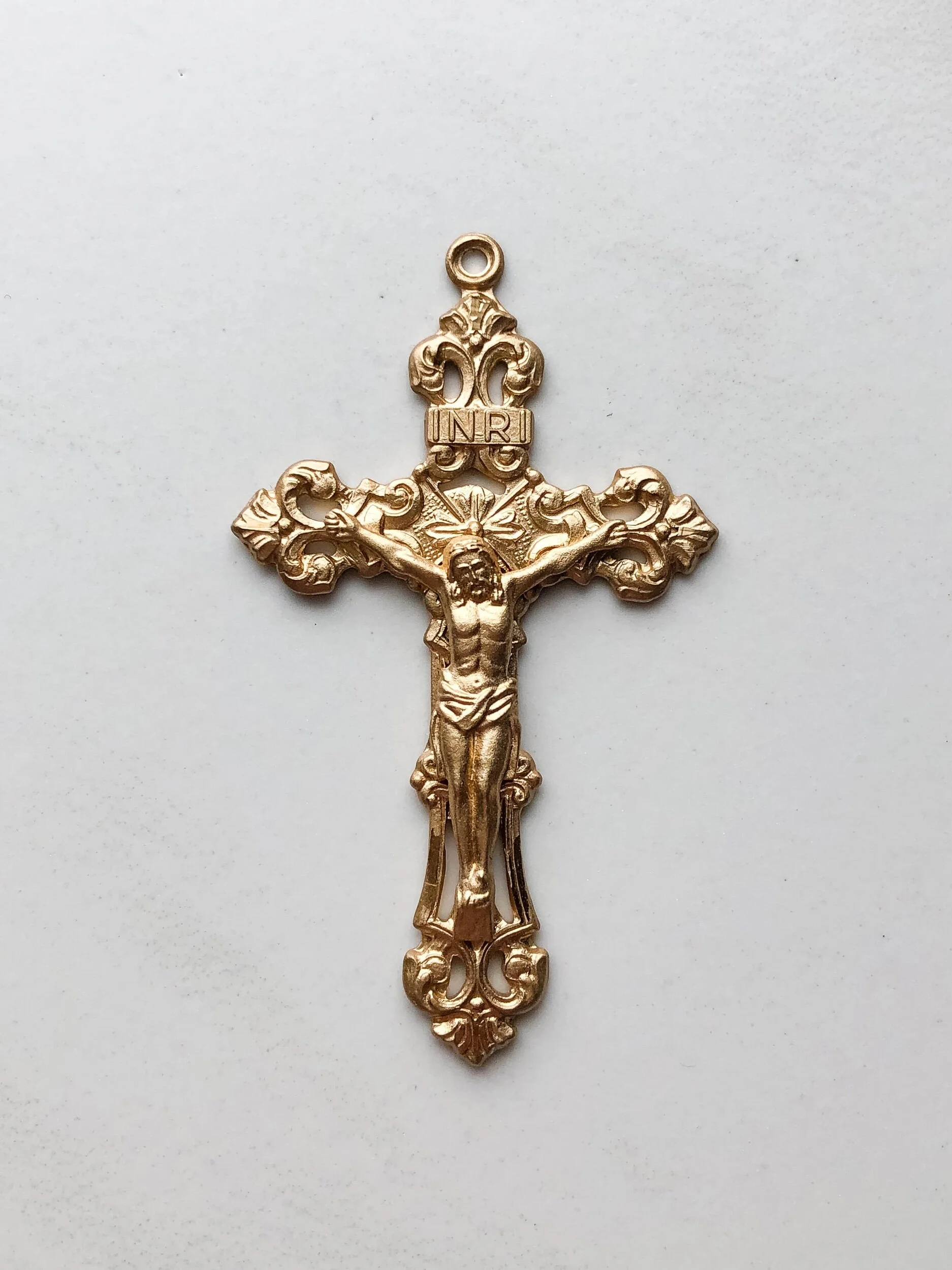 gold fleur de lis catholic rosary crucifix