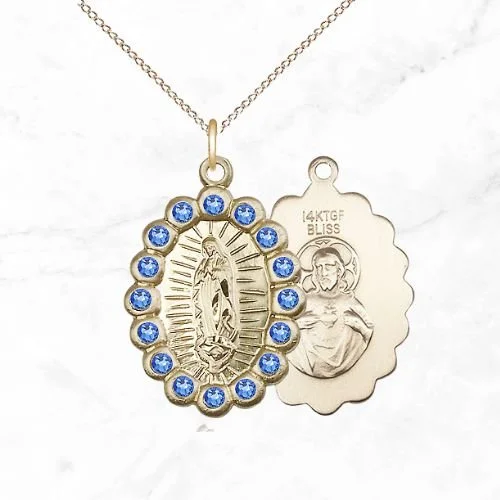 gold birthstone our lady of guadalupe catholic necklace