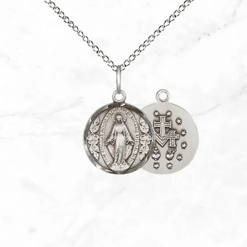 sterling silver miraculous medal catholic necklace