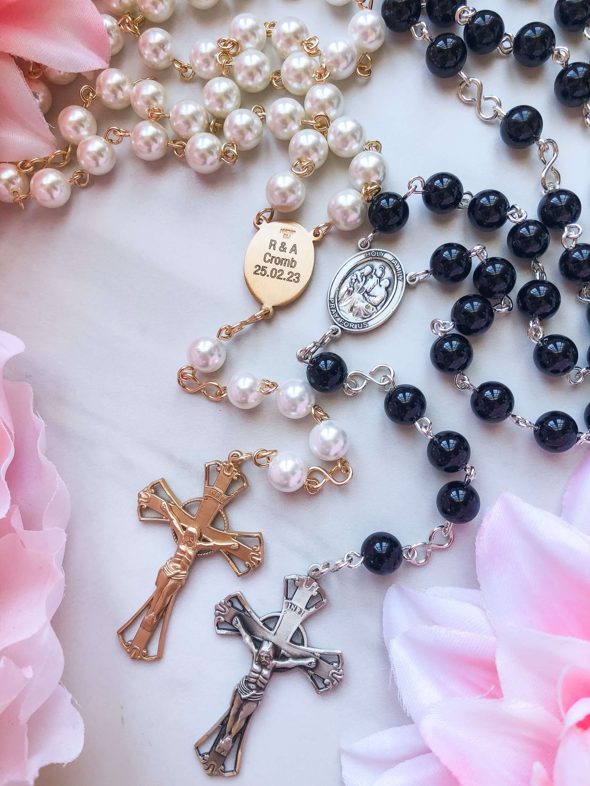 BLACK, Personalized Photo Rosary Beads Necklace, Custom Made with Your  Picture, Memorial Remembrance, Catholic Prayer Beads
