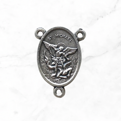 Silver Tone St Michael the Archangel Rosary Center | Livolsi Silver Tone St Michael the Archangel Rosary Center | Livolsi