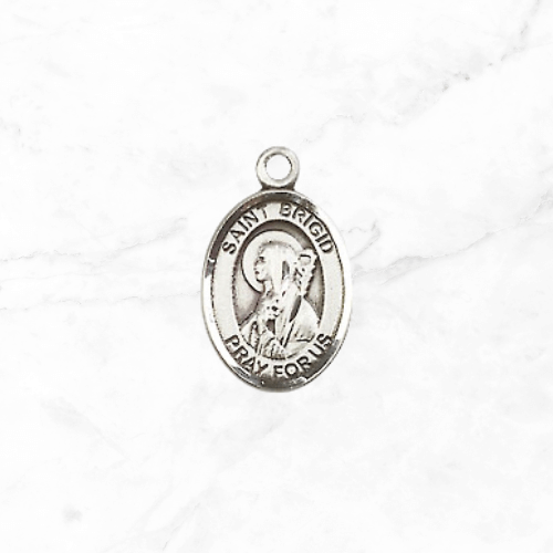 sterling silver Saint Brigid  Catholic Rosary Charm