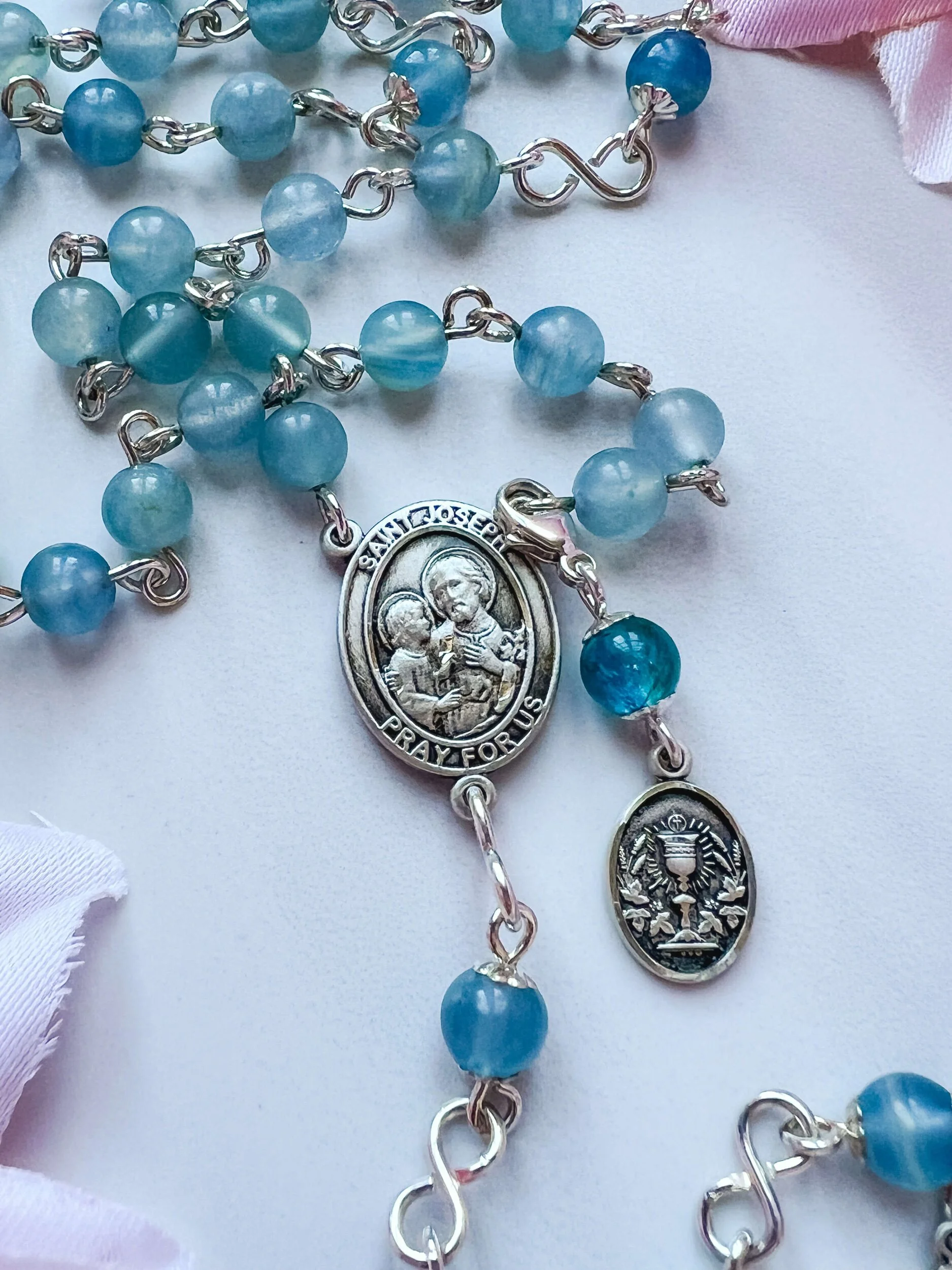 first communion  Catholic Rosary Charm sterling silver
