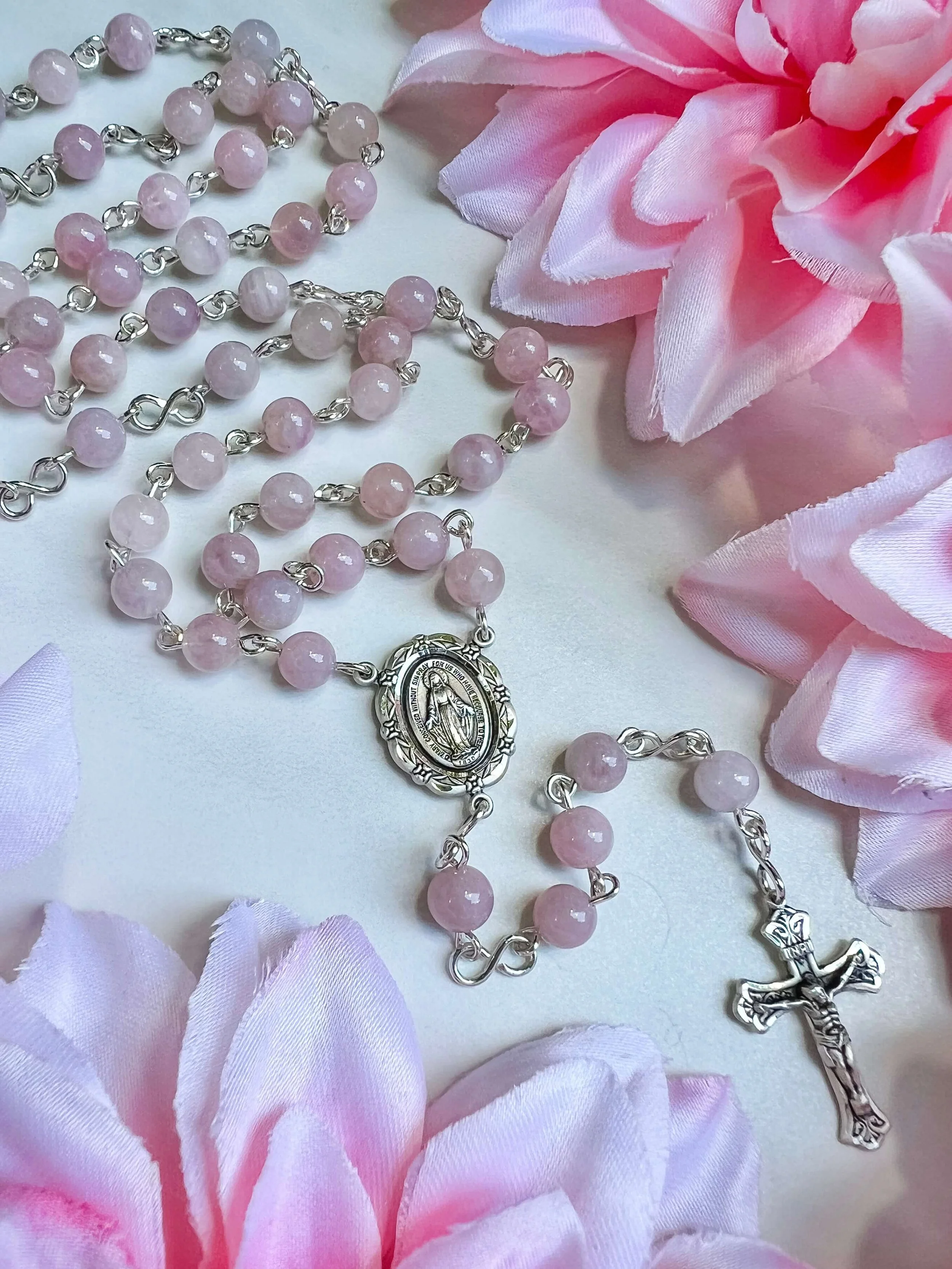 Mauve Rose Quartz Rosary