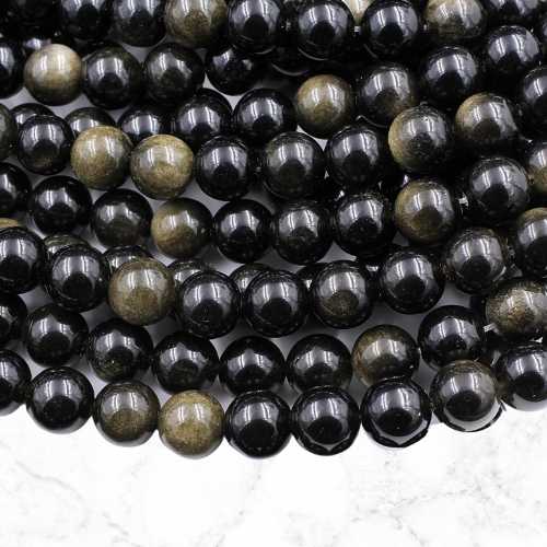 Gold Obsidian Gemstone Beads