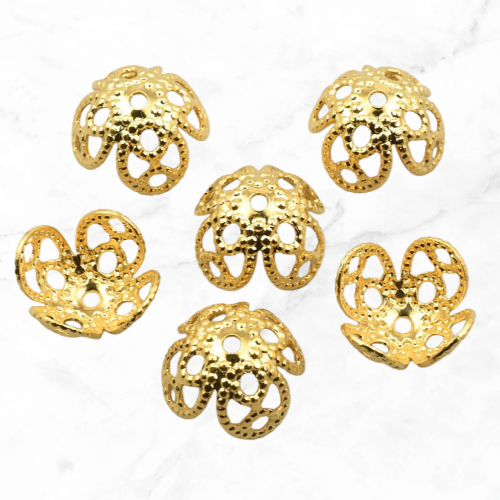 Gold Plated Tulip Bead Caps