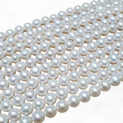 semi round freshwater pearl rosary beads