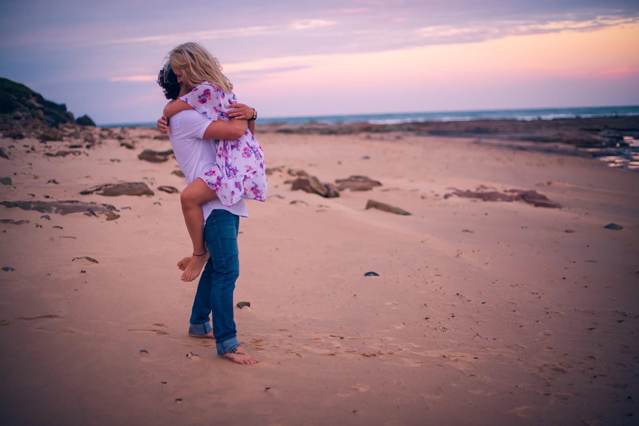 sunset engagement photo on the beach in southern sydney