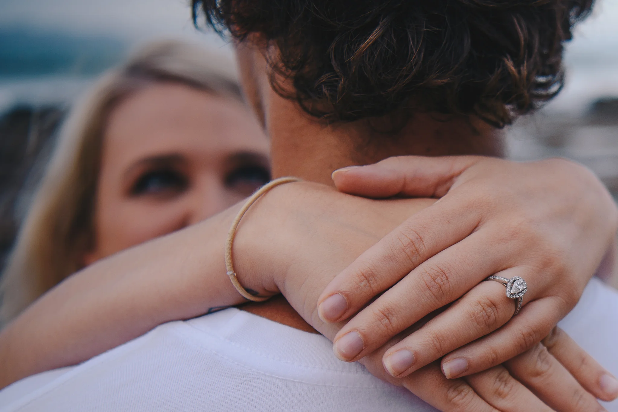 close up of the ring during an engagment session by panoramic photography