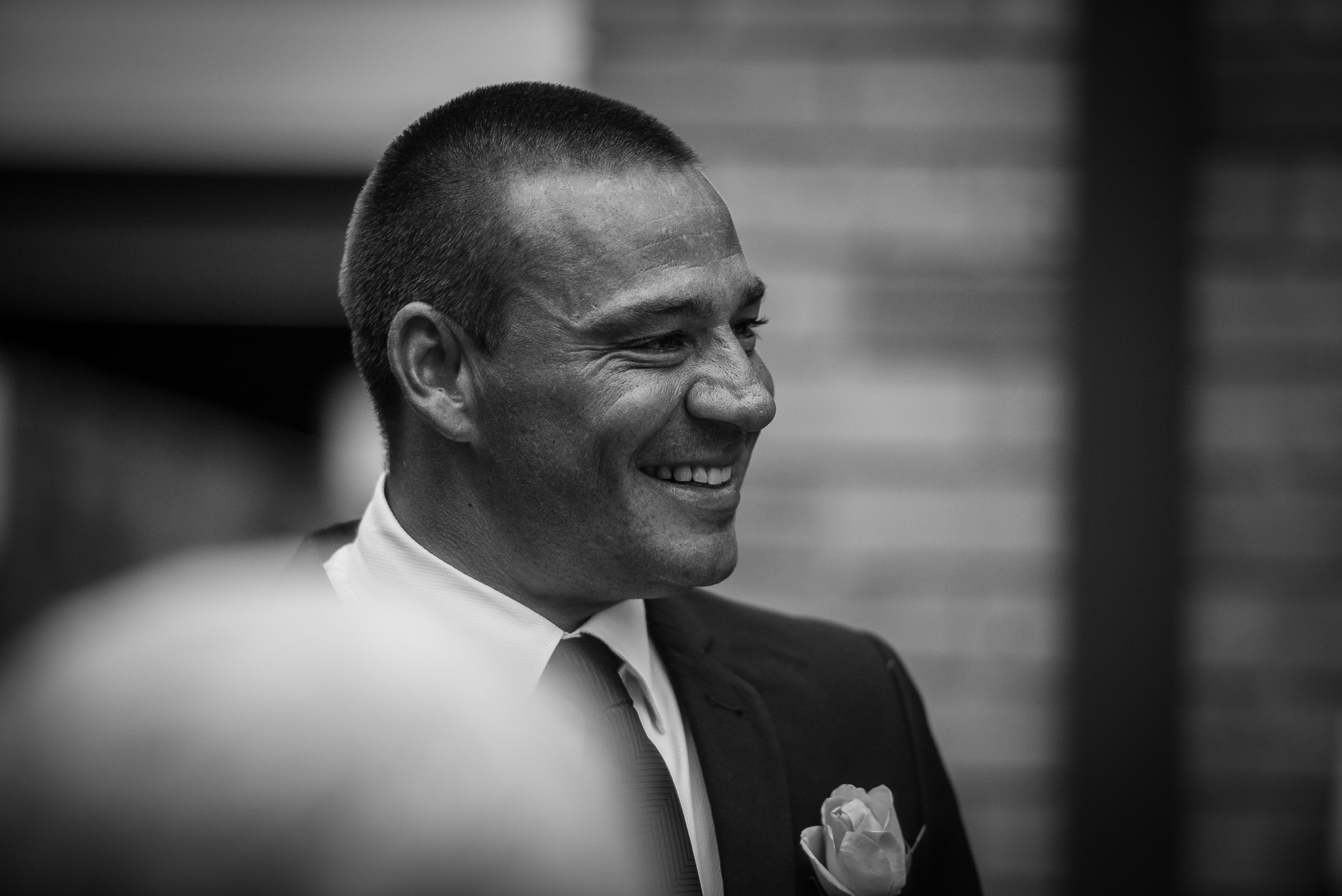 black and white image of the groom by sydney wedding photographer