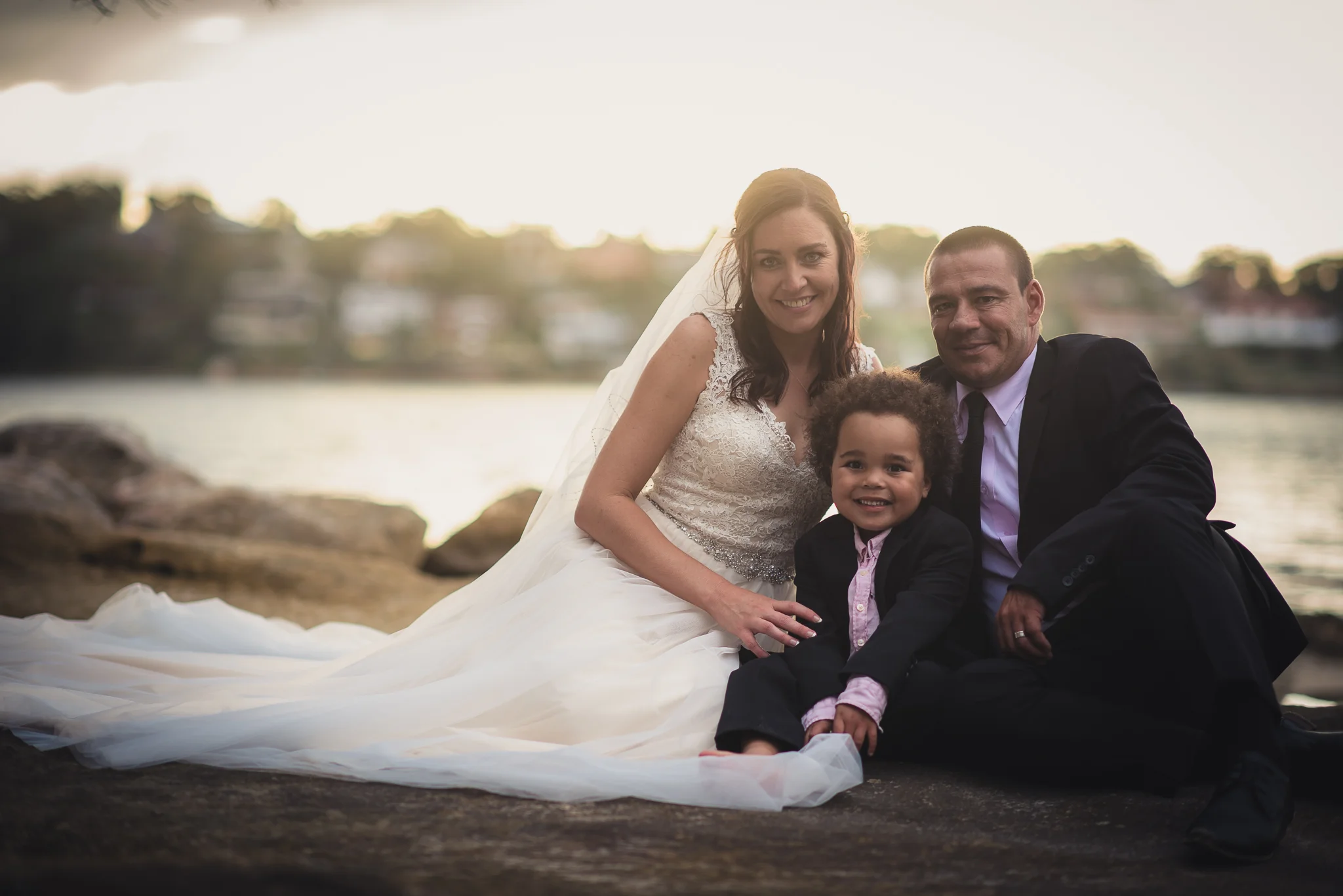 family wedding photo on the beach