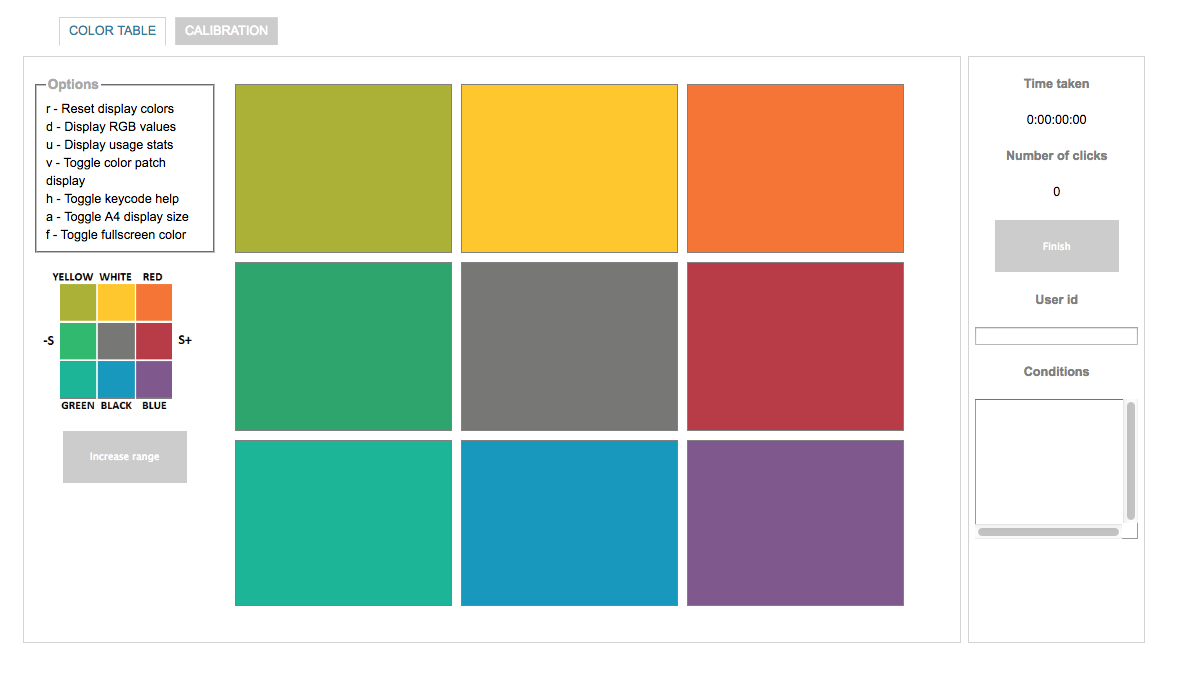 What you can see here is the starting screen of the colour selection tool