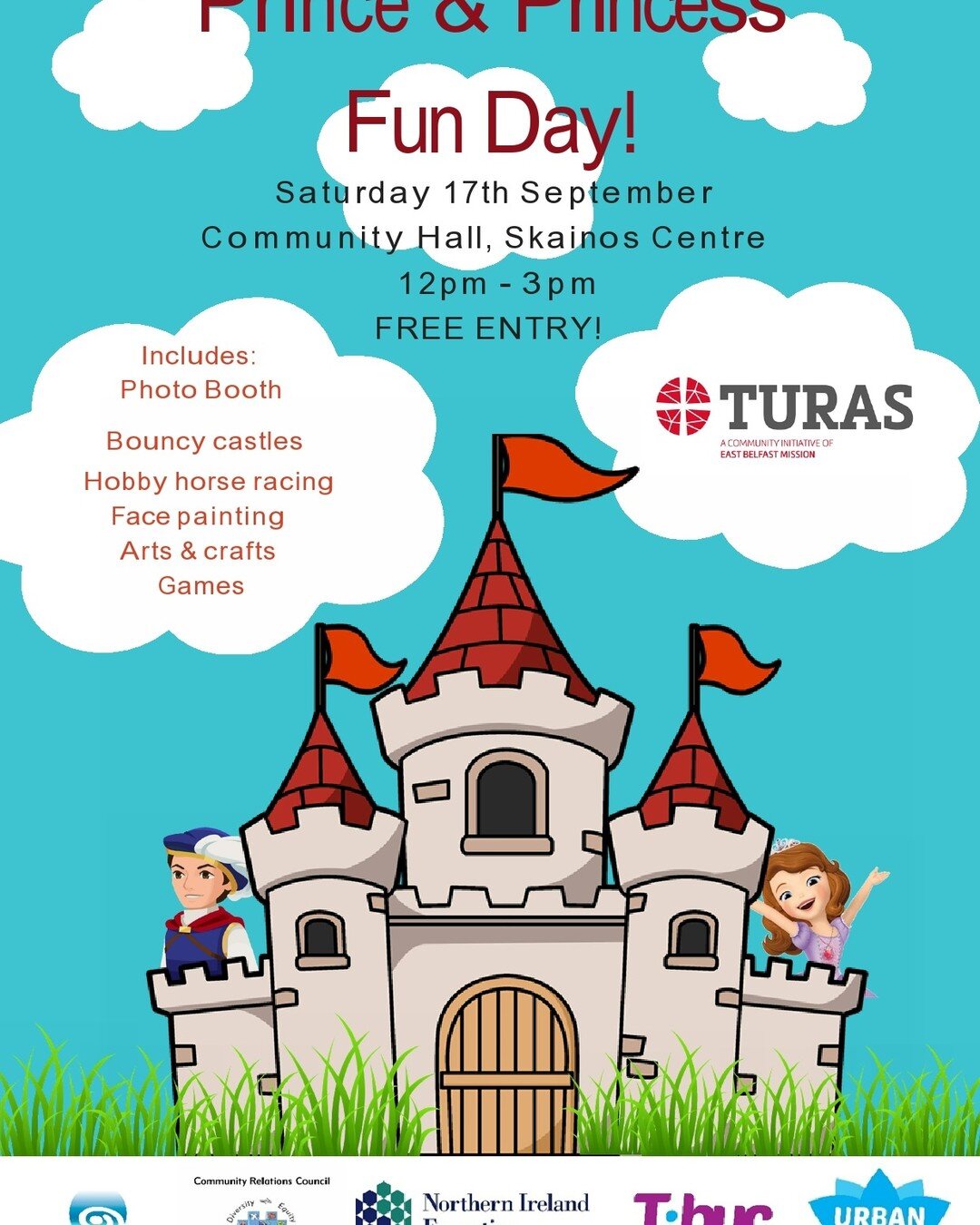 B&iacute;g&iacute; linn a chairde!

An invitation for all Princes and Princesses to attend the Turas Fun Day on September 17th September 12 - 3pm in Skainos. Come along in your favourite costume and join in the fun!