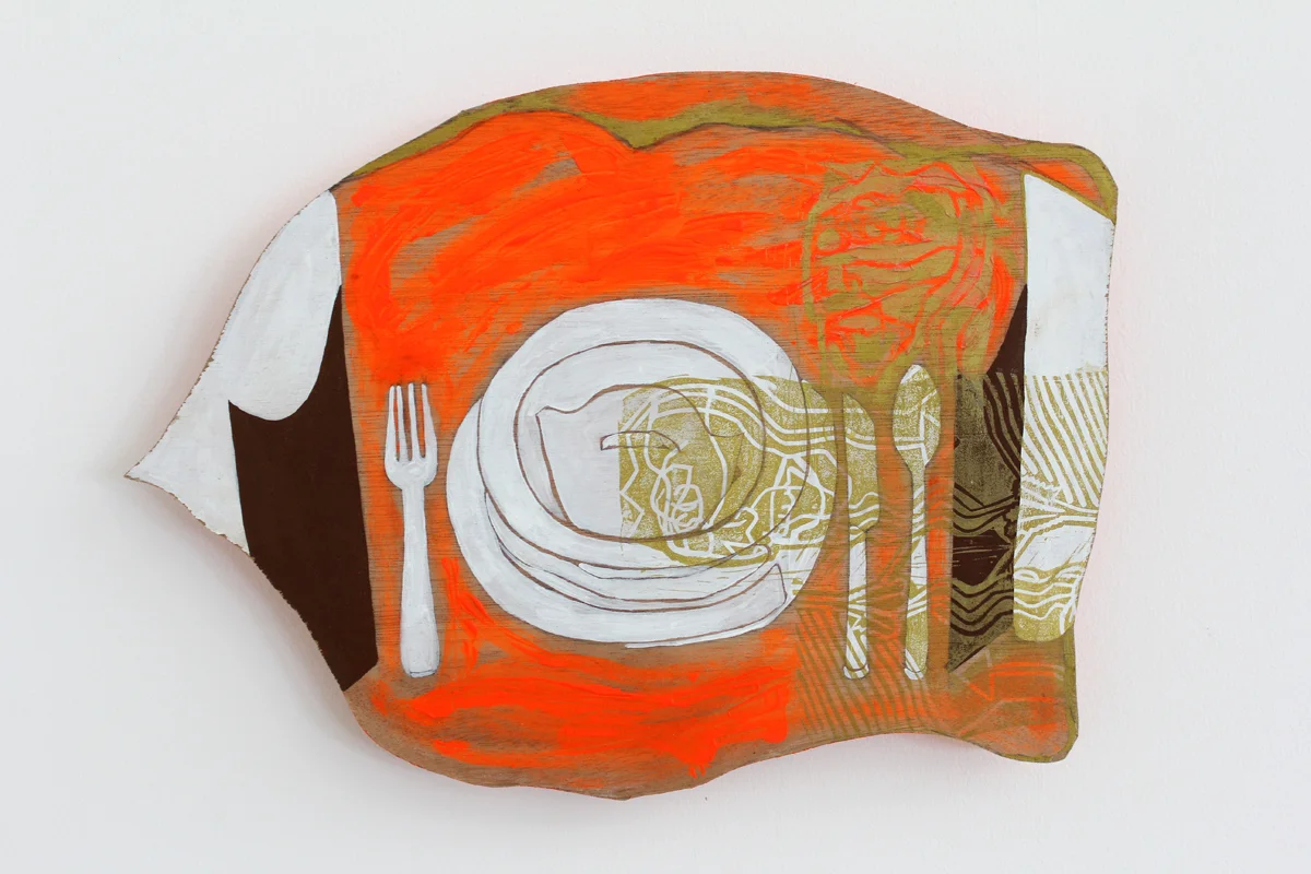 2018, Lino print, pencil and acrylic paint on wood