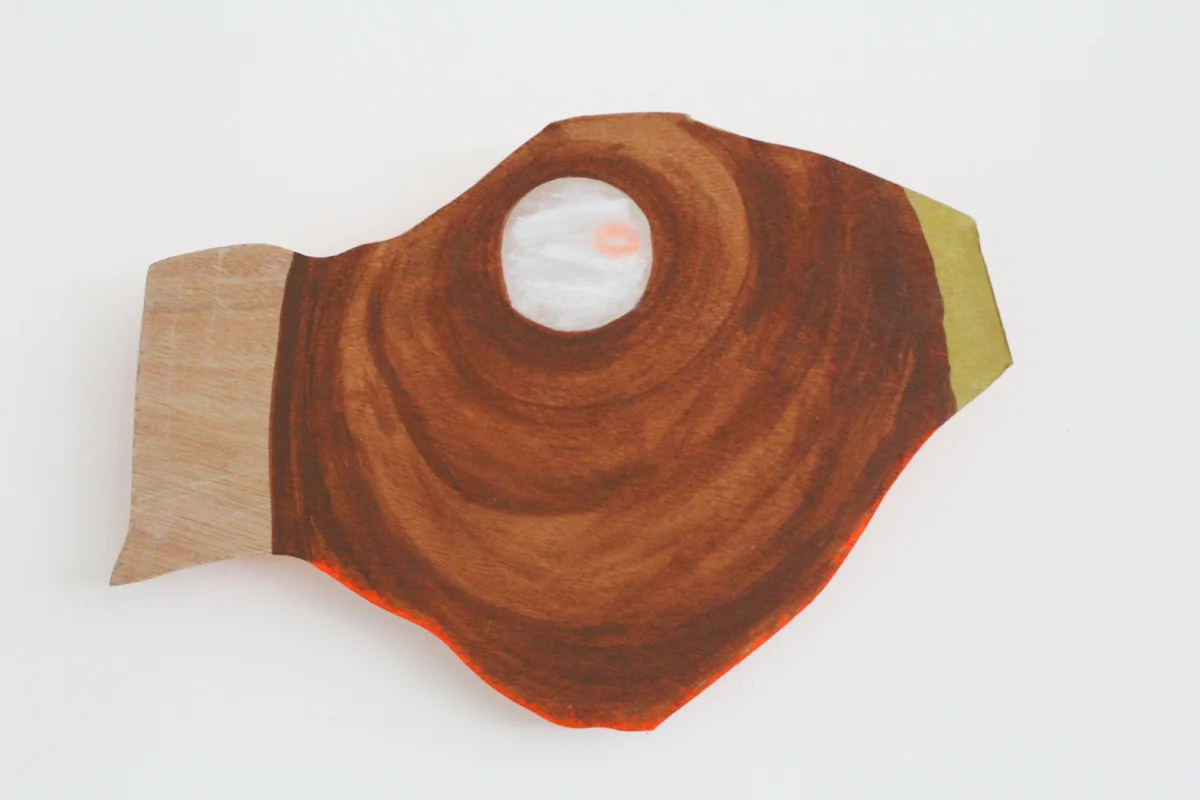 2018, acrylic paint and block printing ink on wood