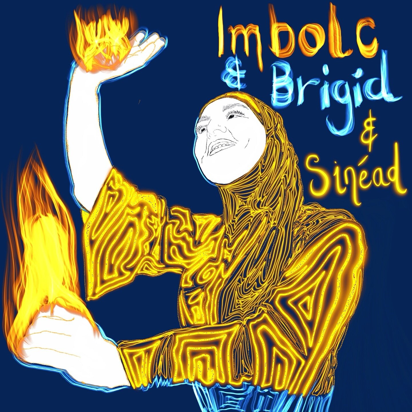 My version of Brigid inspired by Sin&eacute;ad. Happy Imbolc! Digital drawing by Jojo Hynes @herstory_ireland