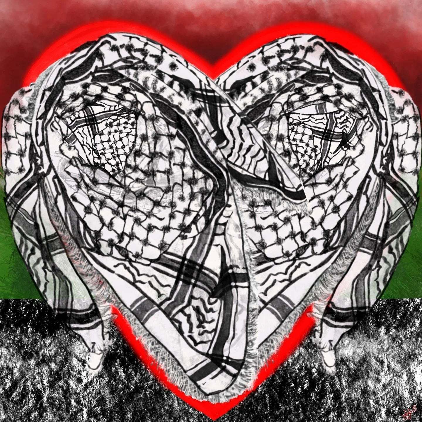 Digital Art Work by Jojo Hynes
300+ Days of Genocide in Gaza
300+ days of people living and dying in trauma, shock, displacement, and destruction with over 40,000 Palestinians murdered.

Extract from a statement issued by Shannonwatch 
&ldquo;&hellip