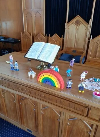 rainbow on communion table for blog.jpg