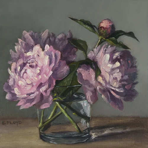 Peonies, 8 x 8 inches