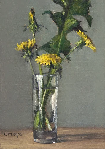 Dandelions {a new small floral painting} SOLD