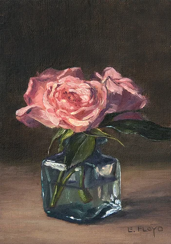 Three Pink Roses {a small floral painting}