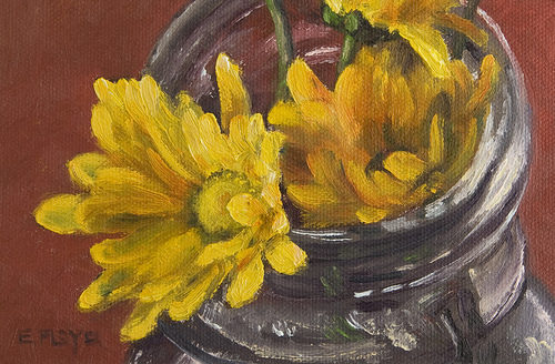 Yellow Mums {a new small painting}