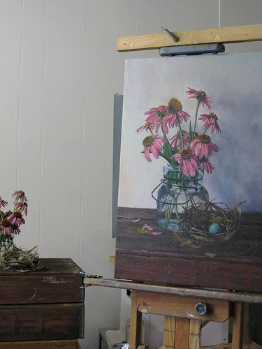 WIP {Echinacea and Bird Nest} & taking a bit of a break, maybe...