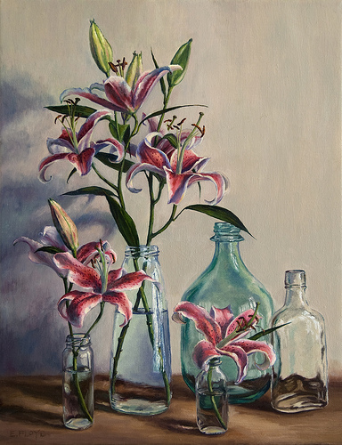 Oriental Lilies {a new painting}