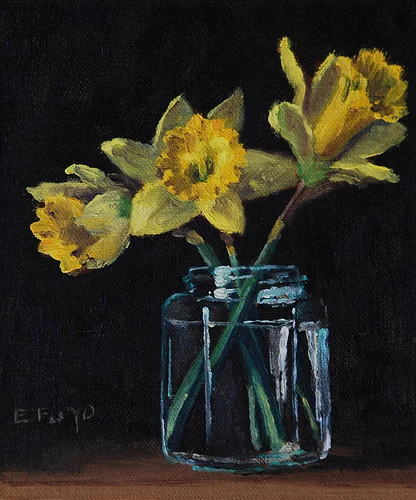 Daffodils in a Jar {a new small painting}