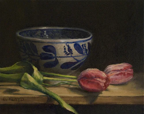 Tulips and Bowl {a new painting}
