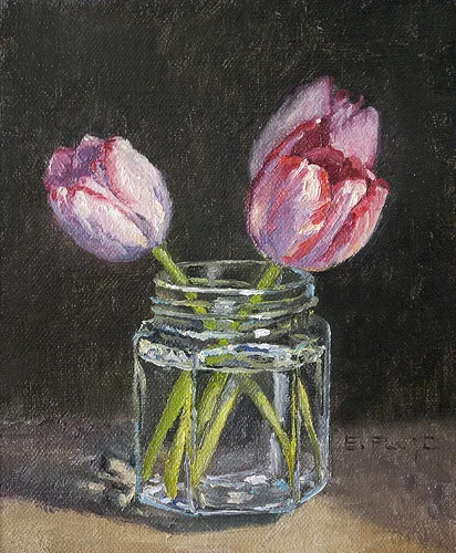 Tulips in a Jar {a new painting}