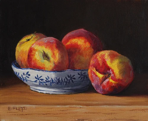 Peaches and Bowl {a new still life painting}