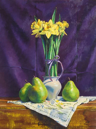 Still Life with Pears and Daffodils