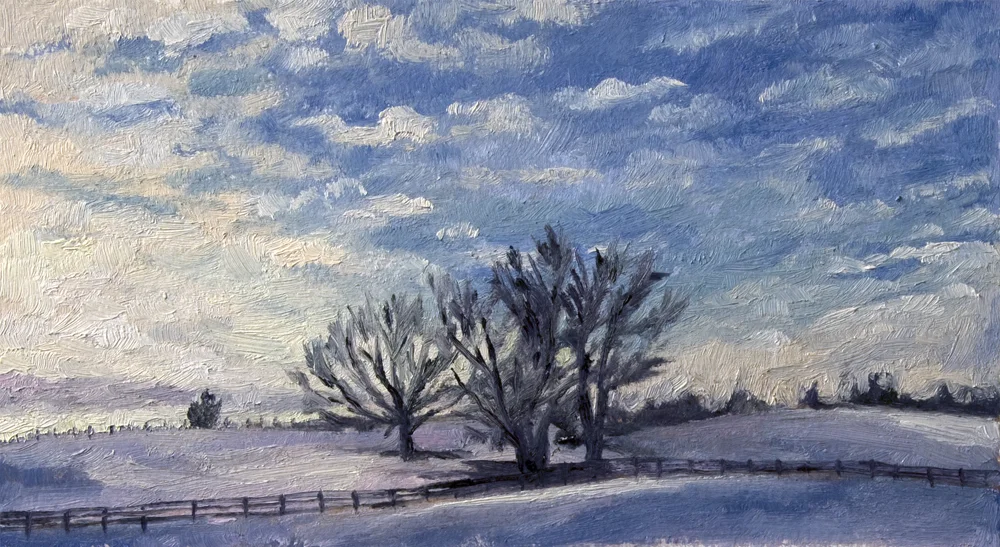 Snow-scape of Rural Virginia, 5 x 9 inches
