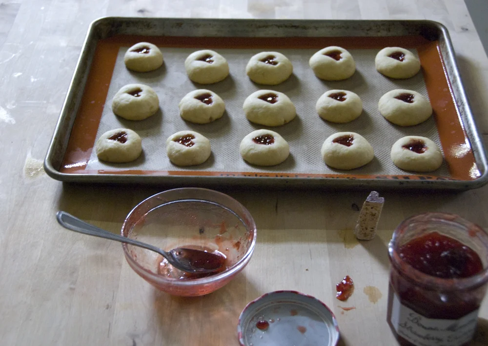 Heart-Shaped Strawberry Thumbprint Cookies