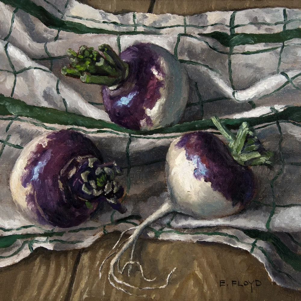 Three Turnips, 8 x 8 inches