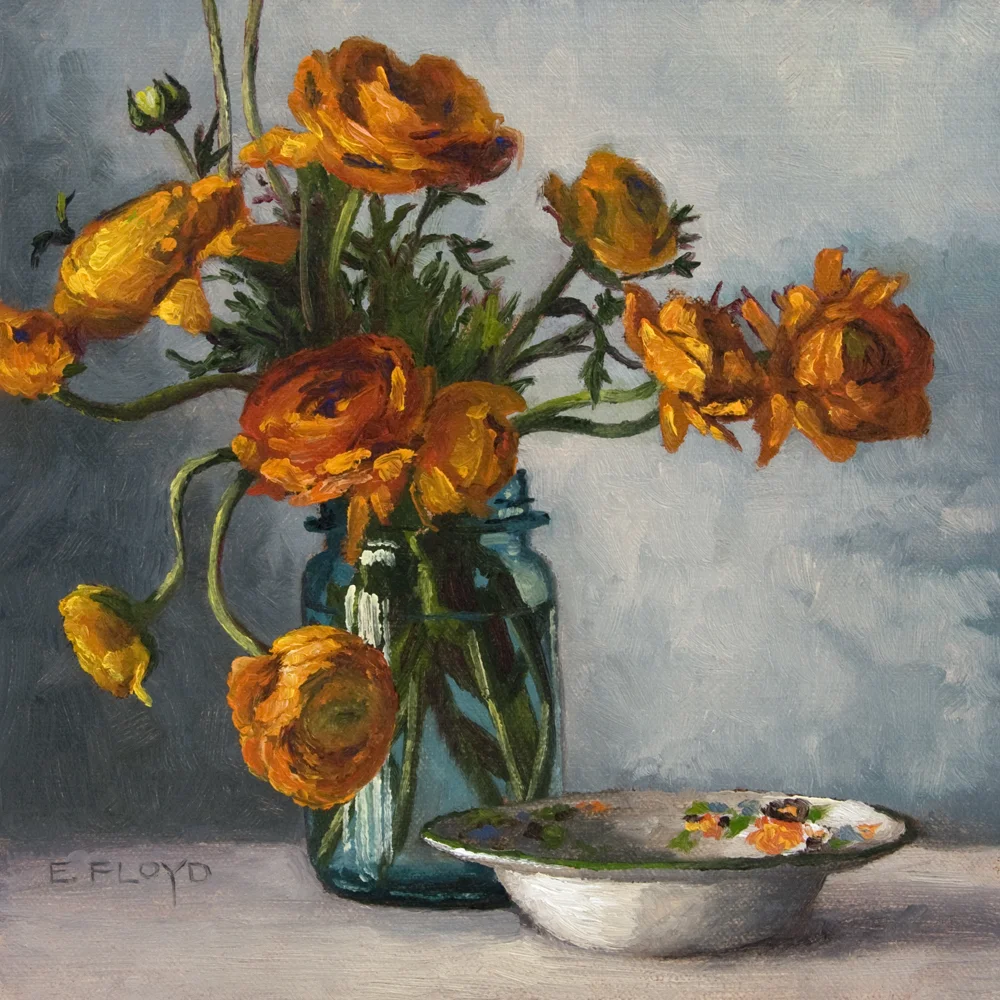 Ranunculus, 8 x 8 inches