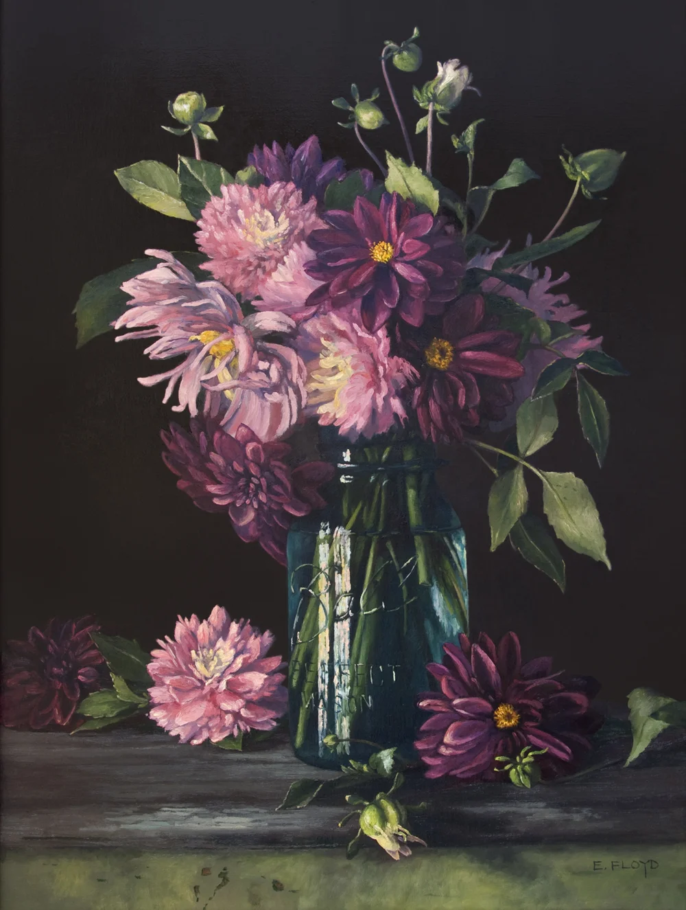 September Dahlias, 24 x 18 inches