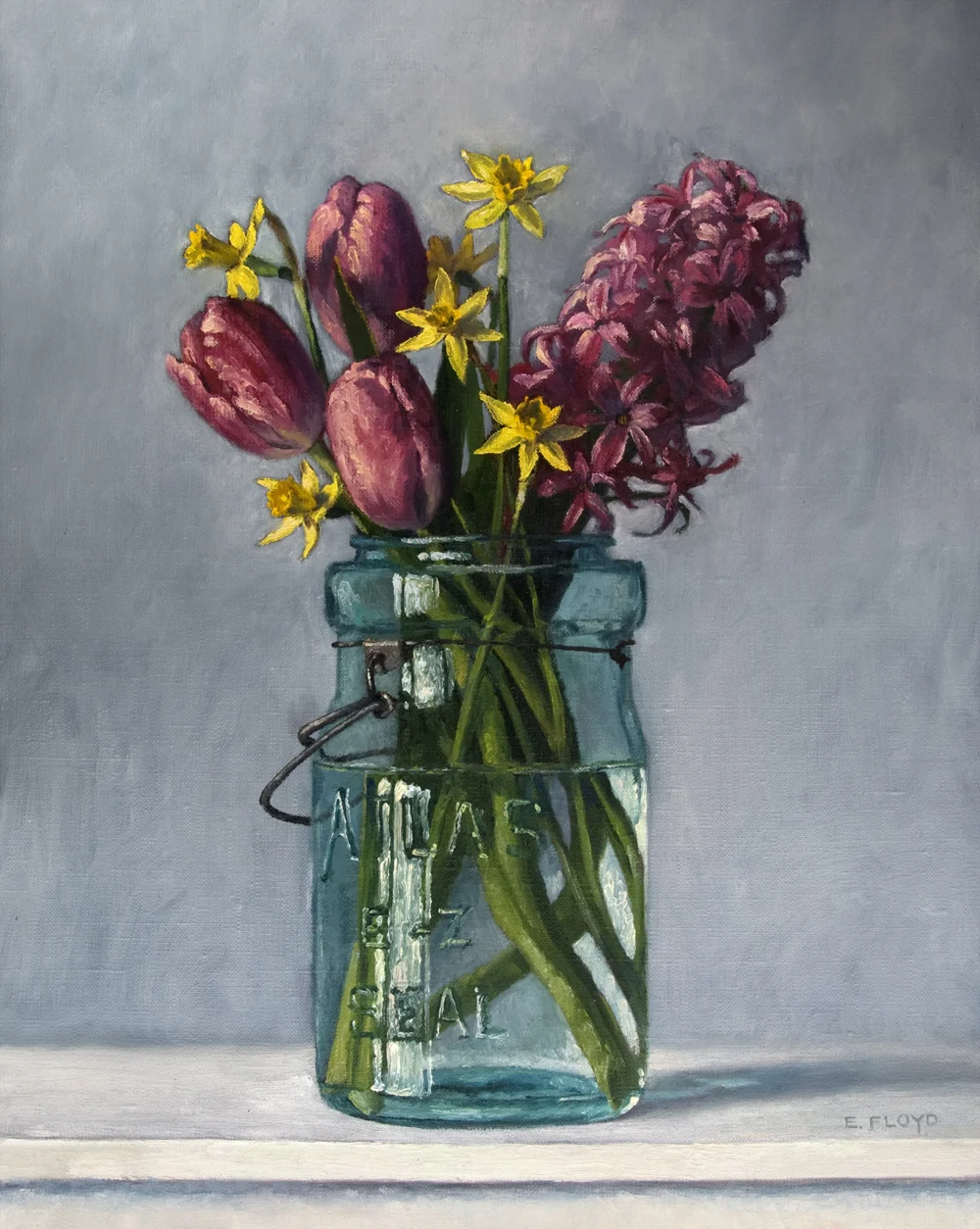 Spring Bouquet: Pink and Yellow, 20 x 16 inches