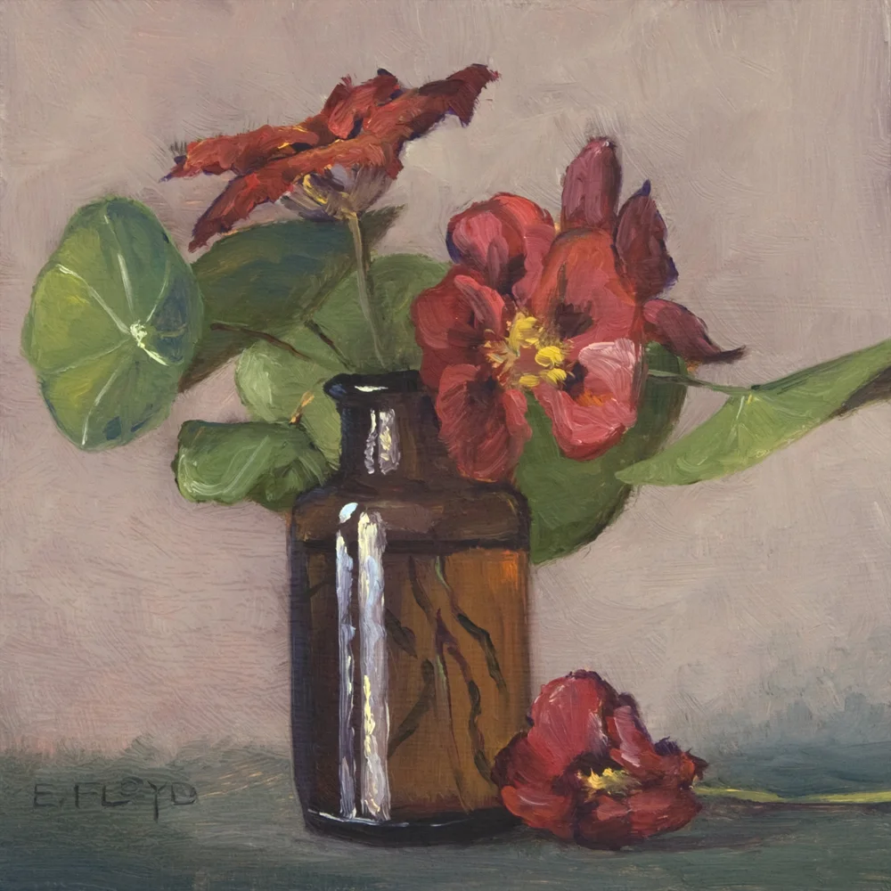 Nasturtiums {a new small floral painting}