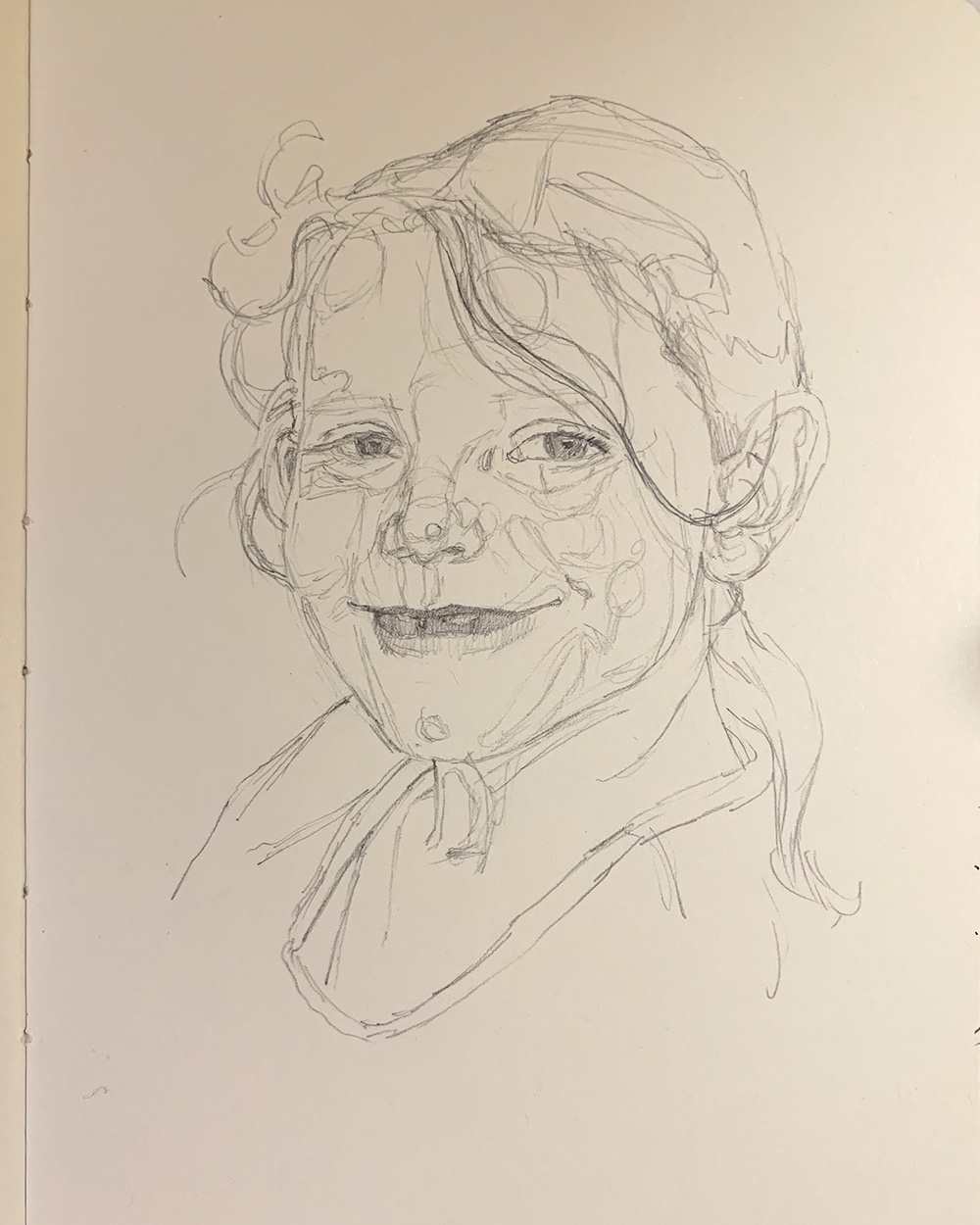 Day 151: The beginnings of a drawing of Naomi. I started to realize I wanted to spend some more time on my portrait drawings, developing them more than most opportunities afforded, so as a result, I would work on a drawing over a few days… I love all stages of the drawing process and feel that even incomplete phases are beautiful.