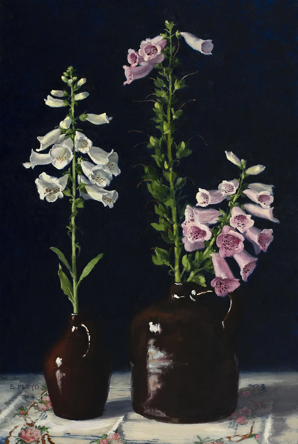 The Charm of Foxgloves, oil on panel, 24 x 16 inches, framed oil painting 
