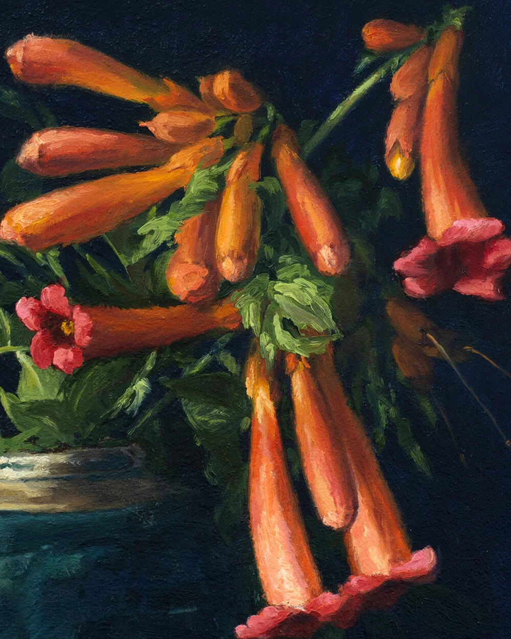 Trumpet Vine In Ginger Jar 14 X 18 Inches Elizabeth Floyd