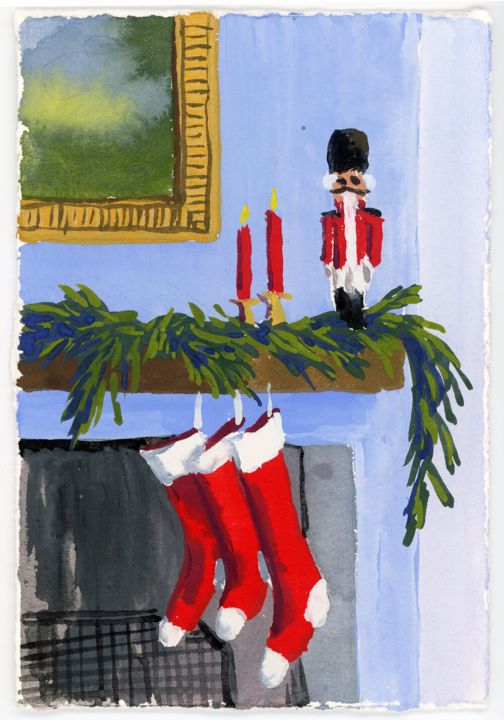 Xmas Stockings - gouache and watercolor