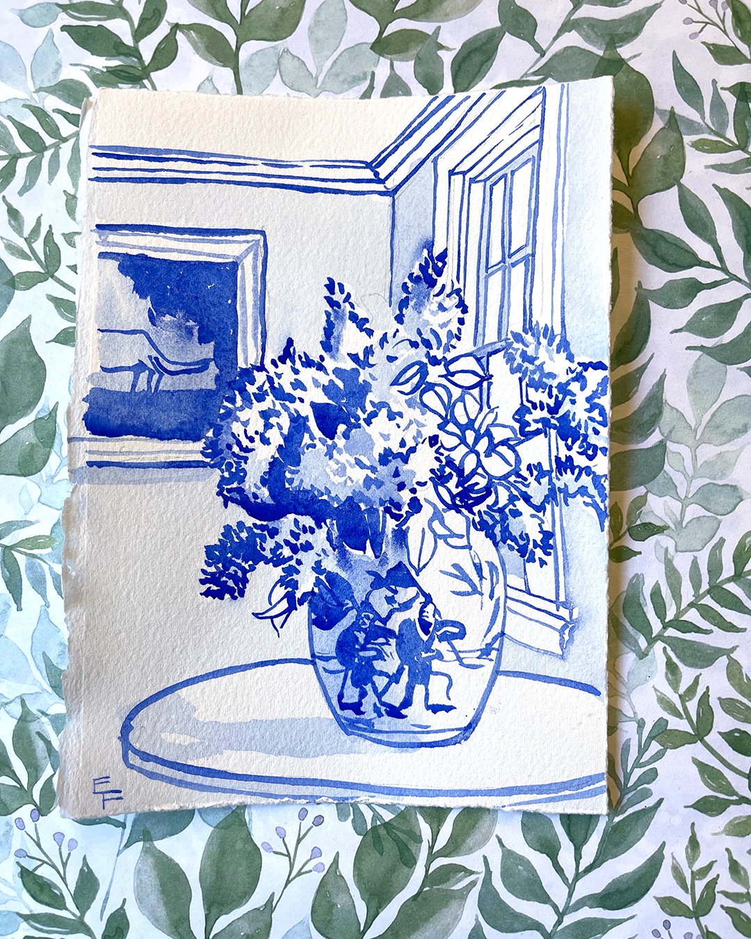 Lilacs in Ginger Jar, 12 x 16 inches — Elizabeth Floyd