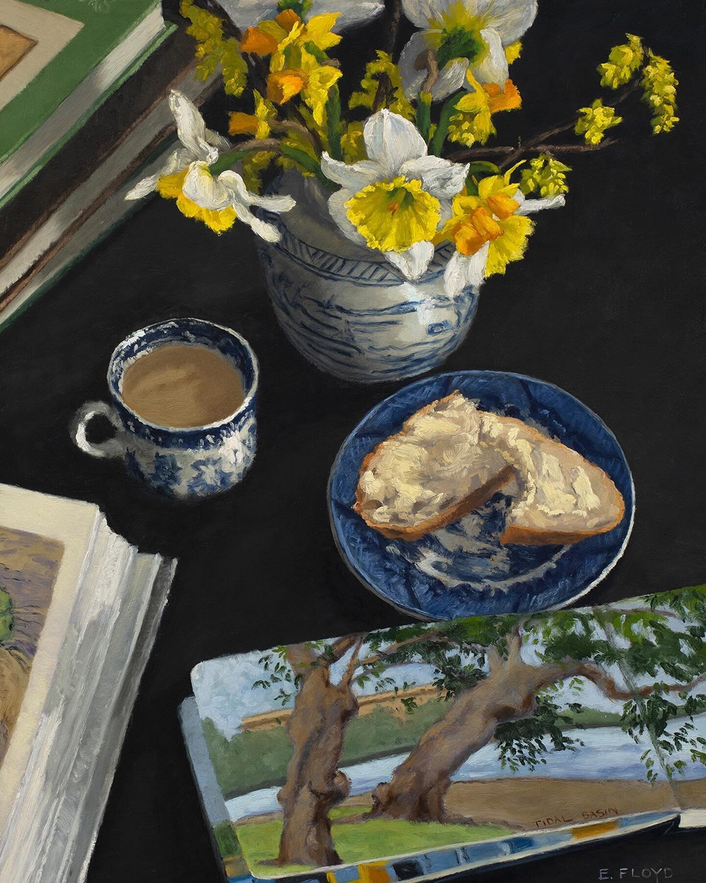 Tea and toast is a morning ritual that I picked up in my teenage years. ⁠
⁠
This painting is influenced by a springtime morning when I pulled out one of my early sketchbooks of scenes around Washington DC. Some of the Sketches in this book date from 