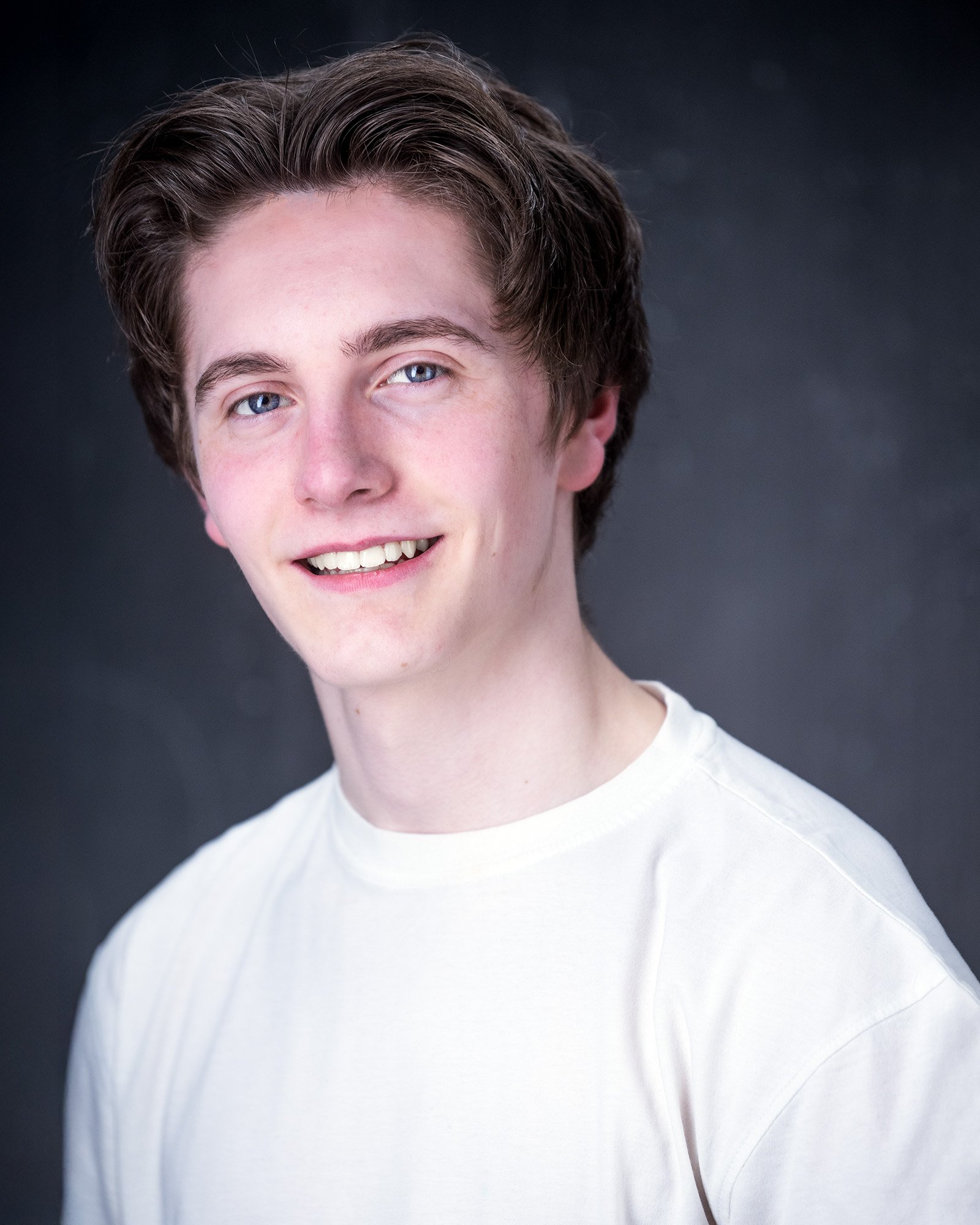 Actor Headshots, with male in plain white tee shirt