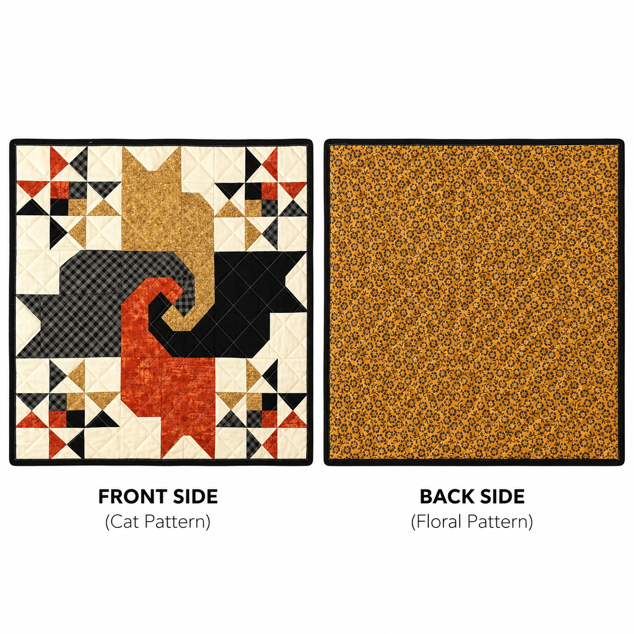 Circle of Friends Cat Quilt – 18" Handmade Quilt Square